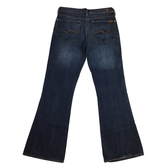 7 For All Mankind Womens 30 Flare Jeans Dark Wash 100% Cotton Made In USA - Picture 4 of 11